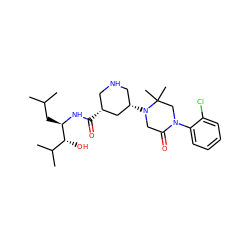 CC(C)C[C@@H](NC(=O)[C@@H]1CNC[C@H](N2CC(=O)N(c3ccccc3Cl)CC2(C)C)C1)[C@H](O)C(C)C ZINC000095558969