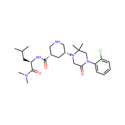 CC(C)C[C@@H](NC(=O)[C@@H]1CNC[C@H](N2CC(=O)N(c3ccccc3Cl)CC2(C)C)C1)C(=O)N(C)C ZINC000095558442