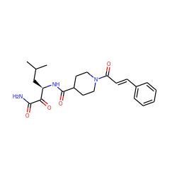 CC(C)C[C@@H](NC(=O)C1CCN(C(=O)/C=C/c2ccccc2)CC1)C(=O)C(N)=O ZINC000026289481