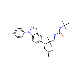 CC(C)C[C@@H](c1ccc2c(cnn2-c2ccc(F)cc2)c1)C(C)(C)CNC(=O)NC(C)(C)C ZINC000096283847