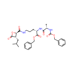 CC(C)C[C@@H]1C(=O)O[C@H]1C(=O)NCCC[C@H](NC(=O)[C@H](C)NC(=O)OCc1ccccc1)C(=O)OCc1ccccc1 ZINC001772648448