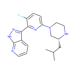 CC(C)C[C@@H]1CN(c2ccc(F)c(-c3n[nH]c4ncccc34)n2)CCN1 ZINC000095583160