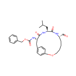 CC(C)C[C@@H]1NC(=O)[C@@H](NC(=O)OCc2ccccc2)Cc2ccc(cc2)OCCCC[C@@H](C=O)NC1=O ZINC000059264885