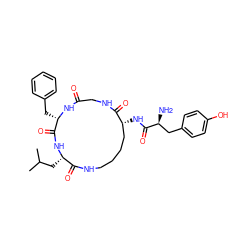 CC(C)C[C@@H]1NC(=O)[C@H](Cc2ccccc2)NC(=O)CNC(=O)[C@H](NC(=O)[C@@H](N)Cc2ccc(O)cc2)CCCCNC1=O ZINC000029222323