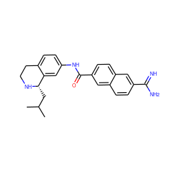 CC(C)C[C@@H]1NCCc2ccc(NC(=O)c3ccc4cc(C(=N)N)ccc4c3)cc21 ZINC000013532825