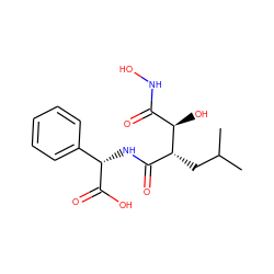 CC(C)C[C@H](C(=O)N[C@H](C(=O)O)c1ccccc1)[C@H](O)C(=O)NO ZINC000207696175