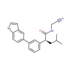 CC(C)C[C@H](C(=O)NCC#N)c1cccc(-c2ccc3[nH]ccc3c2)c1 ZINC000013525658