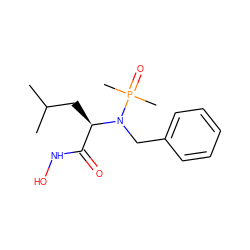 CC(C)C[C@H](C(=O)NO)N(Cc1ccccc1)P(C)(C)=O ZINC000013782653