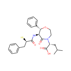 CC(C)C[C@H](C(=O)O)N1CCO[C@@H](c2ccccc2)[C@H](NC(=O)[C@H](S)Cc2ccccc2)C1=O ZINC000026400542