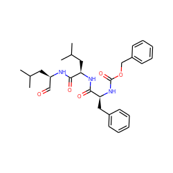 CC(C)C[C@H](C=O)NC(=O)[C@@H](CC(C)C)NC(=O)[C@H](Cc1ccccc1)NC(=O)OCc1ccccc1 ZINC000027619977