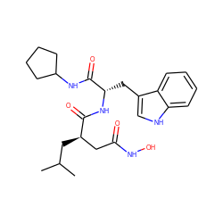 CC(C)C[C@H](CC(=O)NO)C(=O)N[C@@H](Cc1c[nH]c2ccccc12)C(=O)NC1CCCC1 ZINC000013776885