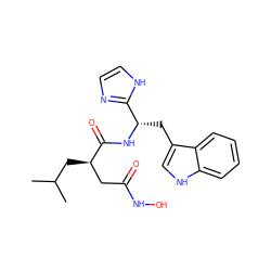 CC(C)C[C@H](CC(=O)NO)C(=O)N[C@@H](Cc1c[nH]c2ccccc12)c1ncc[nH]1 ZINC000029341873