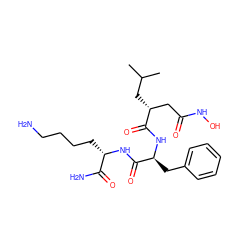 CC(C)C[C@H](CC(=O)NO)C(=O)N[C@@H](Cc1ccccc1)C(=O)N[C@@H](CCCCN)C(N)=O ZINC000038217258