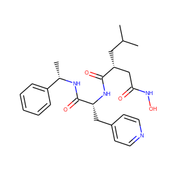 CC(C)C[C@H](CC(=O)NO)C(=O)N[C@H](Cc1ccncc1)C(=O)N[C@@H](C)c1ccccc1 ZINC000026295630