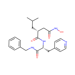 CC(C)C[C@H](CC(=O)NO)C(=O)N[C@H](Cc1ccncc1)C(=O)NCc1ccccc1 ZINC000026277631