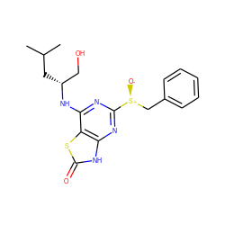 CC(C)C[C@H](CO)Nc1nc([S@@+]([O-])Cc2ccccc2)nc2[nH]c(=O)sc12 ZINC000095605601