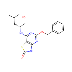 CC(C)C[C@H](CO)Nc1nc(OCc2ccccc2)nc2[nH]c(=O)sc12 ZINC000014209982