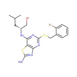 CC(C)C[C@H](CO)Nc1nc(SCc2ccccc2Br)nc2nc(N)sc12 ZINC000038401985