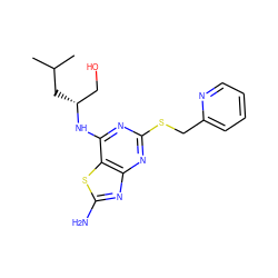 CC(C)C[C@H](CO)Nc1nc(SCc2ccccn2)nc2nc(N)sc12 ZINC000095605604