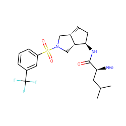 CC(C)C[C@H](N)C(=O)N[C@@H]1CC[C@H]2CN(S(=O)(=O)c3cccc(C(F)(F)F)c3)C[C@H]21 ZINC000096921262