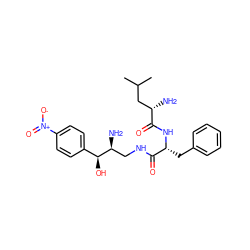 CC(C)C[C@H](N)C(=O)N[C@H](Cc1ccccc1)C(=O)NC[C@H](N)[C@@H](O)c1ccc([N+](=O)[O-])cc1 ZINC000072114104