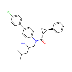 CC(C)C[C@H](N)CN(C(=O)[C@@H]1C[C@H]1c1ccccc1)c1ccc(-c2ccc(Cl)cc2)cc1 ZINC000299870934