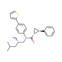 CC(C)C[C@H](N)CN(C(=O)[C@@H]1C[C@H]1c1ccccc1)c1ccc(-c2cccs2)cc1 ZINC000299862395