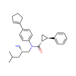 CC(C)C[C@H](N)CN(C(=O)[C@@H]1C[C@H]1c1ccccc1)c1ccc(C2=CCCC2)cc1 ZINC000299869188