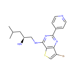 CC(C)C[C@H](N)CNc1nc(-c2ccncc2)nc2c(Br)csc12 ZINC000653775782