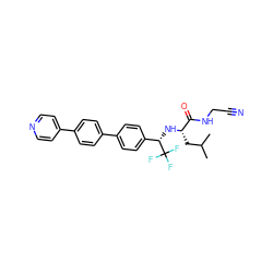 CC(C)C[C@H](N[C@@H](c1ccc(-c2ccc(-c3ccncc3)cc2)cc1)C(F)(F)F)C(=O)NCC#N ZINC000014971300