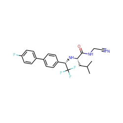 CC(C)C[C@H](N[C@@H](c1ccc(-c2ccc(F)cc2)cc1)C(F)(F)F)C(=O)NCC#N ZINC000014971230