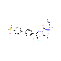 CC(C)C[C@H](N[C@@H](c1ccc(-c2ccc(S(C)(=O)=O)cc2)cc1)C(F)(F)F)C(=O)N[C@@H](C)C#N ZINC000028951345