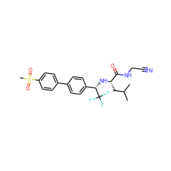 CC(C)C[C@H](N[C@@H](c1ccc(-c2ccc(S(C)(=O)=O)cc2)cc1)C(F)(F)F)C(=O)NCC#N ZINC000034802820