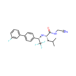 CC(C)C[C@H](N[C@@H](c1ccc(-c2cccc(F)c2)cc1)C(F)(F)F)C(=O)NCC#N ZINC000014971226