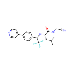 CC(C)C[C@H](N[C@@H](c1ccc(-c2ccncc2)cc1)C(F)(F)F)C(=O)NCC#N ZINC000014971272