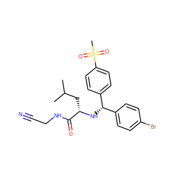 CC(C)C[C@H](N[C@@H](c1ccc(Br)cc1)c1ccc(S(C)(=O)=O)cc1)C(=O)NCC#N ZINC000028524216