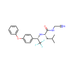 CC(C)C[C@H](N[C@@H](c1ccc(Oc2ccccc2)cc1)C(F)(F)F)C(=O)NCC#N ZINC000014971265