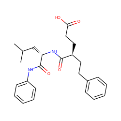 CC(C)C[C@H](NC(=O)[C@@H](CCC(=O)O)CCc1ccccc1)C(=O)Nc1ccccc1 ZINC000027874850