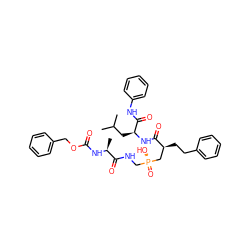 CC(C)C[C@H](NC(=O)[C@@H](CCc1ccccc1)C[P@](=O)(O)CNC(=O)[C@H](C)NC(=O)OCc1ccccc1)C(=O)Nc1ccccc1 ZINC000028226768