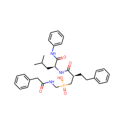 CC(C)C[C@H](NC(=O)[C@@H](CCc1ccccc1)C[P@](=O)(O)CNC(=O)Cc1ccccc1)C(=O)Nc1ccccc1 ZINC000028230580