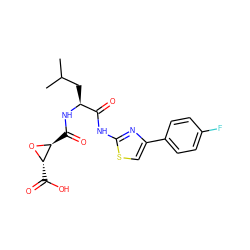 CC(C)C[C@H](NC(=O)[C@@H]1O[C@H]1C(=O)O)C(=O)Nc1nc(-c2ccc(F)cc2)cs1 ZINC000096917584