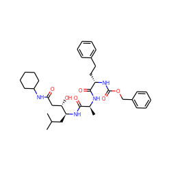 CC(C)C[C@H](NC(=O)[C@H](C)NC(=O)[C@H](CCc1ccccc1)NC(=O)OCc1ccccc1)[C@@H](O)CC(=O)NC1CCCCC1 ZINC000299836661