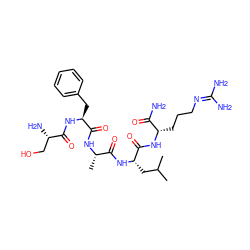 CC(C)C[C@H](NC(=O)[C@H](C)NC(=O)[C@H](Cc1ccccc1)NC(=O)[C@@H](N)CO)C(=O)N[C@@H](CCCN=C(N)N)C(N)=O ZINC000027412489