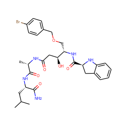 CC(C)C[C@H](NC(=O)[C@H](C)NC(=O)C[C@H](O)[C@H](COCc1ccc(Br)cc1)NC(=O)[C@@H]1Cc2ccccc2N1)C(N)=O ZINC000027074651