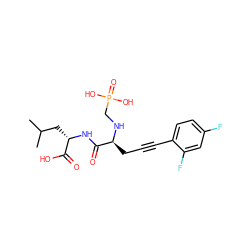 CC(C)C[C@H](NC(=O)[C@H](CC#Cc1ccc(F)cc1F)NCP(=O)(O)O)C(=O)O ZINC000013779369