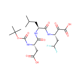 CC(C)C[C@H](NC(=O)[C@H](CC(=O)O)NC(=O)OC(C)(C)C)C(=O)N[C@@H](CC(F)F)C(=O)C(=O)O ZINC000013439204