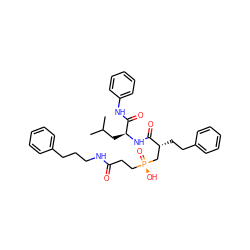 CC(C)C[C@H](NC(=O)[C@H](CCc1ccccc1)C[P@](=O)(O)CCC(=O)NCCCc1ccccc1)C(=O)Nc1ccccc1 ZINC000026963480