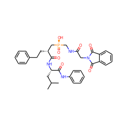 CC(C)C[C@H](NC(=O)[C@H](CCc1ccccc1)C[P@](=O)(O)CNC(=O)CN1C(=O)c2ccccc2C1=O)C(=O)Nc1ccccc1 ZINC000026979500