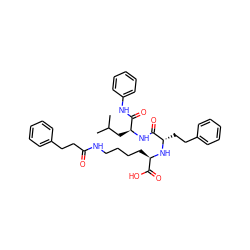 CC(C)C[C@H](NC(=O)[C@H](CCc1ccccc1)N[C@H](CCCCNC(=O)CCc1ccccc1)C(=O)O)C(=O)Nc1ccccc1 ZINC000026991343