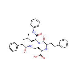 CC(C)C[C@H](NC(=O)[C@H](CCc1ccccc1)N[C@H](CCNC(=O)Cc1ccccc1)C(=O)O)C(=O)Nc1ccccc1 ZINC000026986267